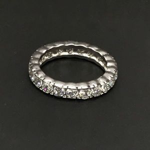 Silver Diamond Crested Ring